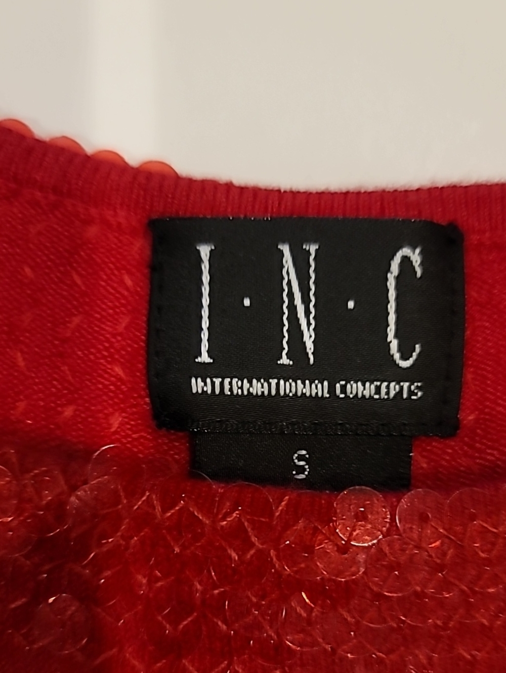 INC International Concepts Red Sequin Tank Top - Women's Sleeveless Knit Small - Picture 4 of 9